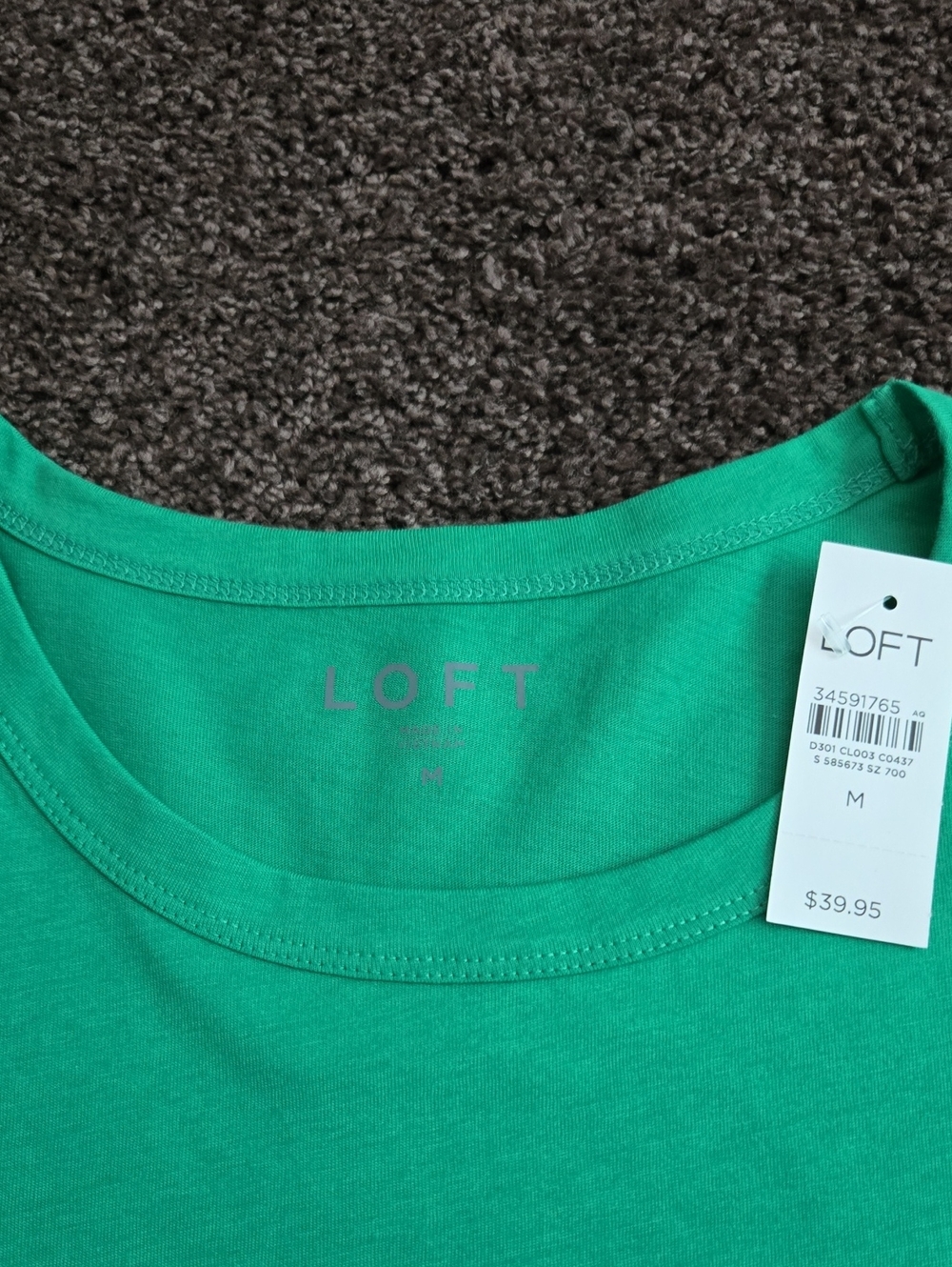 NEW Ann Taylor Loft Green Puff Sleeve Top M - Picture 2 of 5